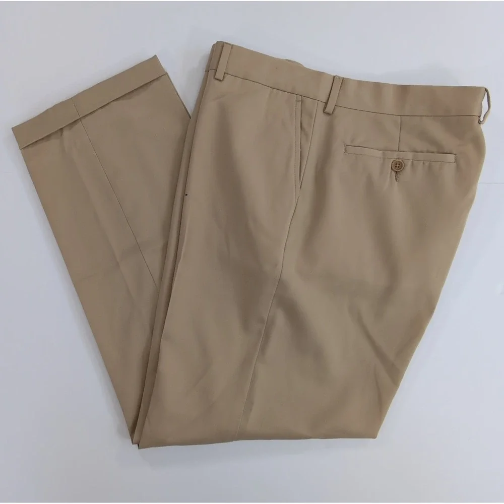 Vintage Polo Ralph Lauren Mens 38 Khaki Chinos Pants Made in Italy Cuffed Cotton
